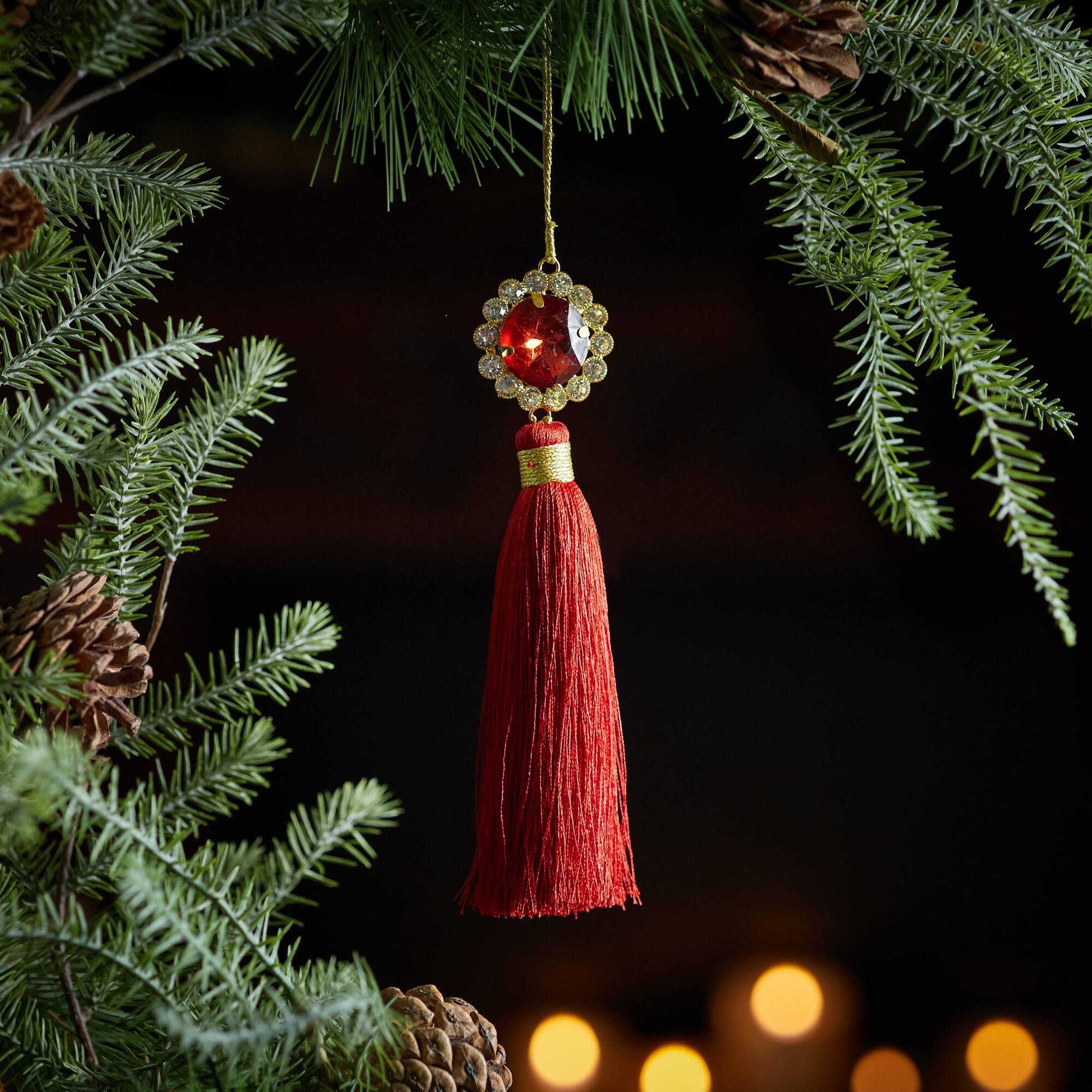 7.75" Holiday Jewel Tassel Ornaments, 6ct.